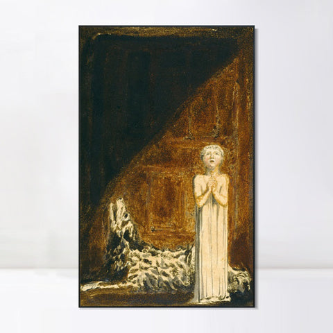 INVIN ART Framed Canvas Giclee Print Art Series#096 by William Blake Wall Art Living Room Home Office Decorations