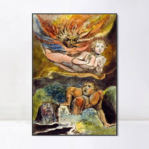 INVIN ART Framed Canvas Giclee Print Art Series#100 by William Blake Wall Art Living Room Home Office Decorations