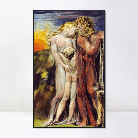 INVIN ART Framed Canvas Giclee Print Art Series#101 by William Blake Wall Art Living Room Home Office Decorations