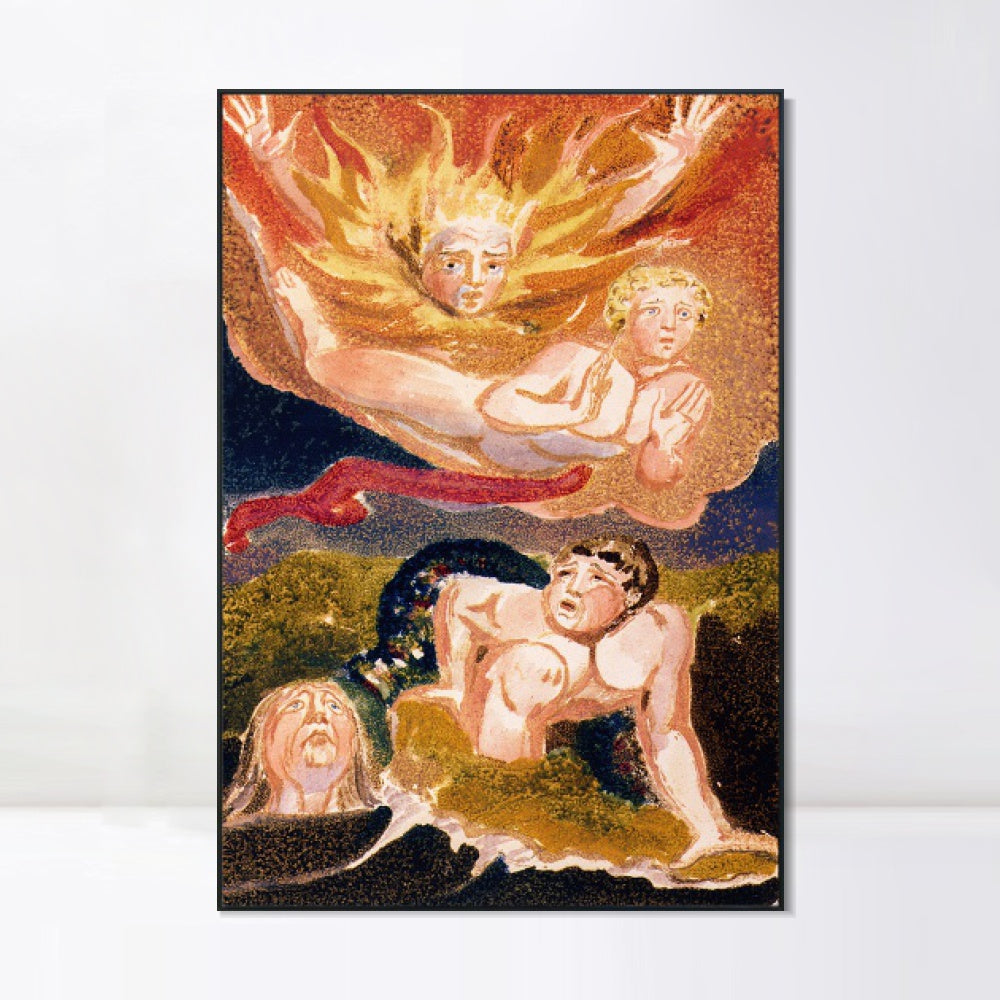 INVIN ART Framed Canvas Giclee Print Art Series#107 by William Blake Wall Art
