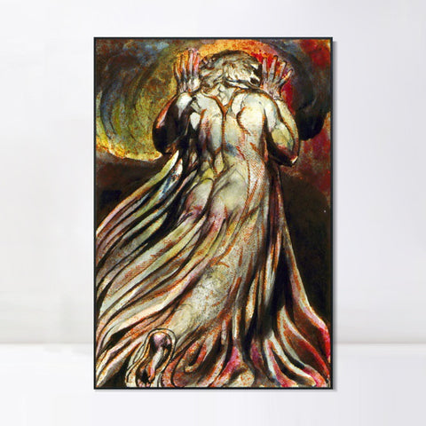 INVIN ART Framed Canvas Giclee Print Art Series#117 by William Blake Wall Art Living Room Home Office Decorations