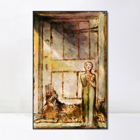 INVIN ART Framed Canvas Giclee Print Art Series#119 by William Blake Wall Art Living Room Home Office Decorations