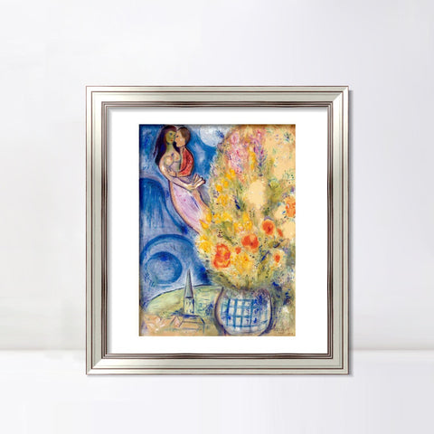 INVIN ART Framed Canvas Art Giclee Print Flower 3 by Marc Chagall Wall Art Room Living Office Home Decorations