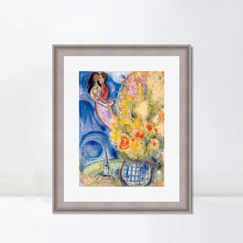 INVIN ART Framed Canvas Art Giclee Print Flower 3 by Marc Chagall Wall Art Room Living Office Home Decorations