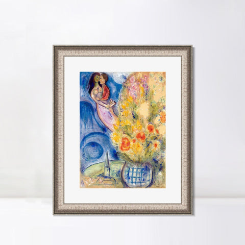 INVIN ART Framed Canvas Art Giclee Print Flower 3 by Marc Chagall Wall Art Room Living Office Home Decorations