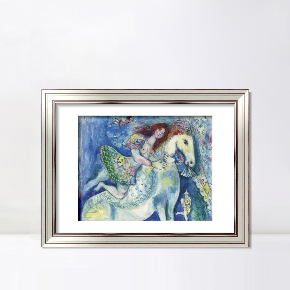 INVIN ART Framed Canvas Art Giclee Print Woman on the horse by Marc Chagall Wall Art Room Living Office Home Decorations