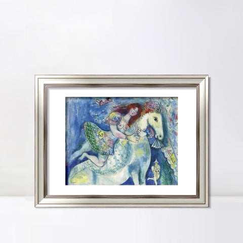 INVIN ART Framed Canvas Art Giclee Print Woman on the horse by Marc Chagall Wall Art Room Living Office Home Decorations