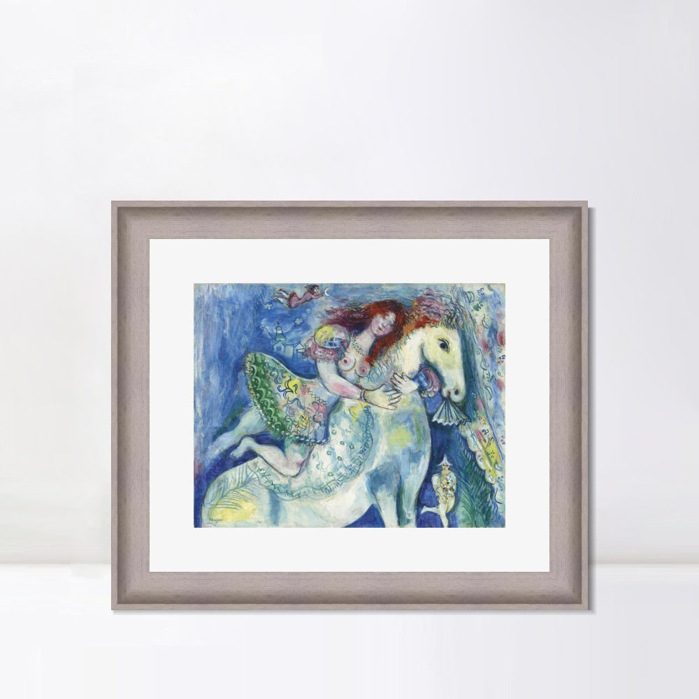 INVIN ART Framed Canvas Art Giclee Print Woman on the horse by Marc Chagall Wall Art Room Living Office Home Decorations