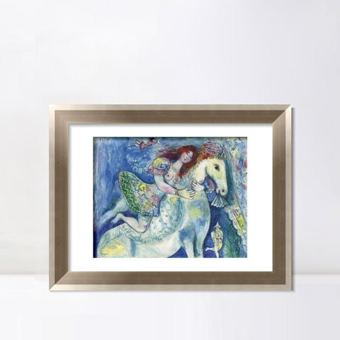 INVIN ART Framed Canvas Art Giclee Print Woman on the horse by Marc Chagall Wall Art Room Living Office Home Decorations