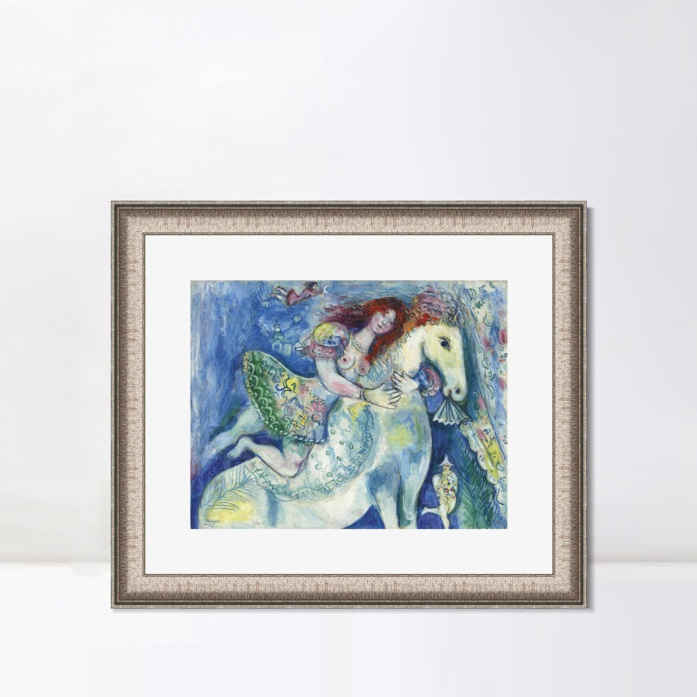 INVIN ART Framed Canvas Art Giclee Print Woman on the horse by Marc Chagall Wall Art Room Living Office Home Decorations