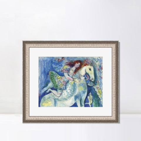 INVIN ART Framed Canvas Art Giclee Print Woman on the horse by Marc Chagall Wall Art Room Living Office Home Decorations