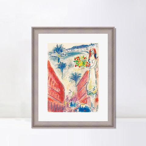 INVIN ART Framed Canvas Art Giclee Print Celebrating by Marc Chagall Wall Art Room Living Office Home Decorations