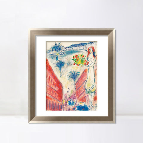 INVIN ART Framed Canvas Art Giclee Print Celebrating by Marc Chagall Wall Art Room Living Office Home Decorations