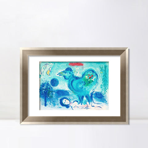 INVIN ART Framed Canvas Art Giclee Print Dlm pausage au coq by Marc Chagall Wall Art Room Living Office Home Decorations