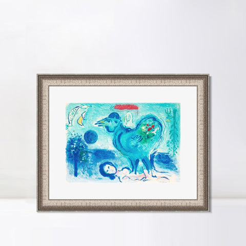 INVIN ART Framed Canvas Art Giclee Print Dlm pausage au coq by Marc Chagall Wall Art Room Living Office Home Decorations
