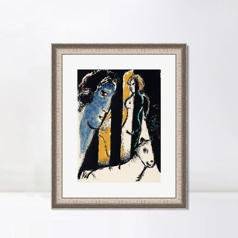INVIN ART Framed Canvas Art Giclee Print Face by Marc Chagall Wall Art Room Living Office Home Decorations