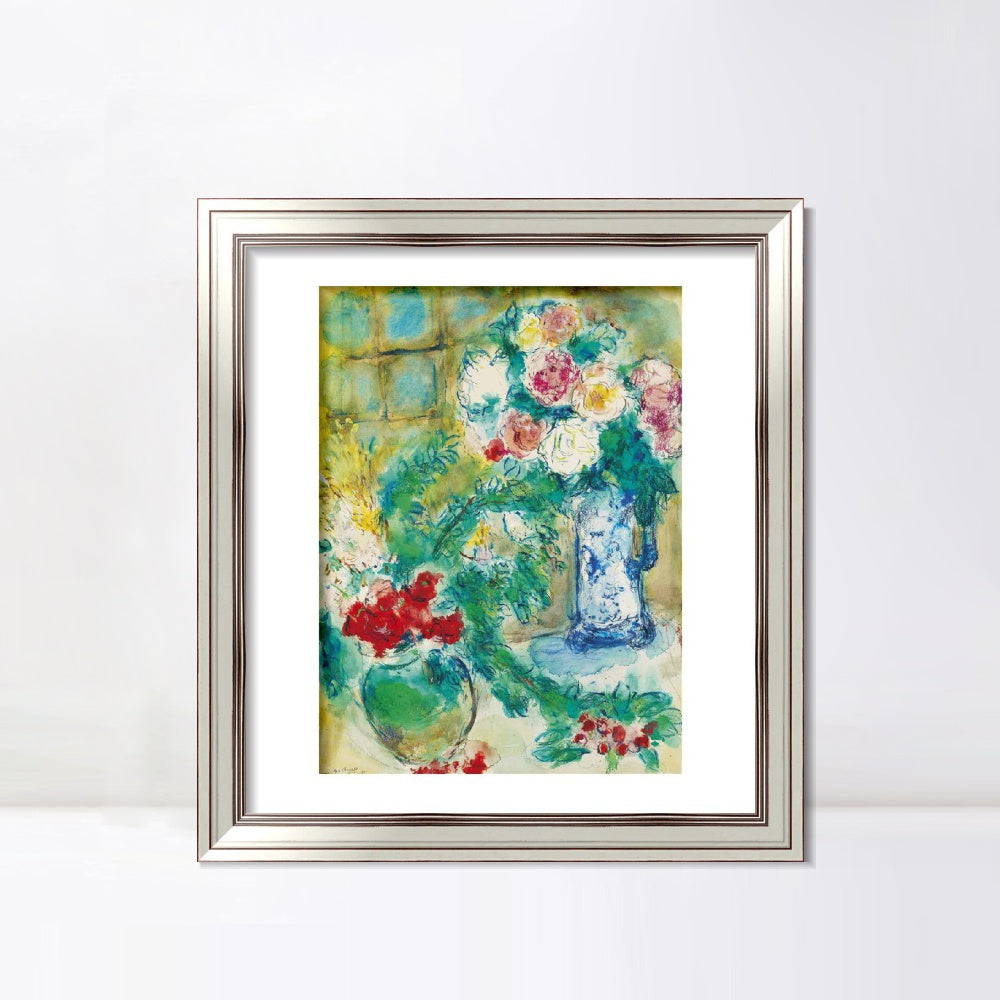 INVIN ART Framed Canvas Art Giclee Print Flower 18 by Marc Chagall Wall Art Room Living Office Home Decorations