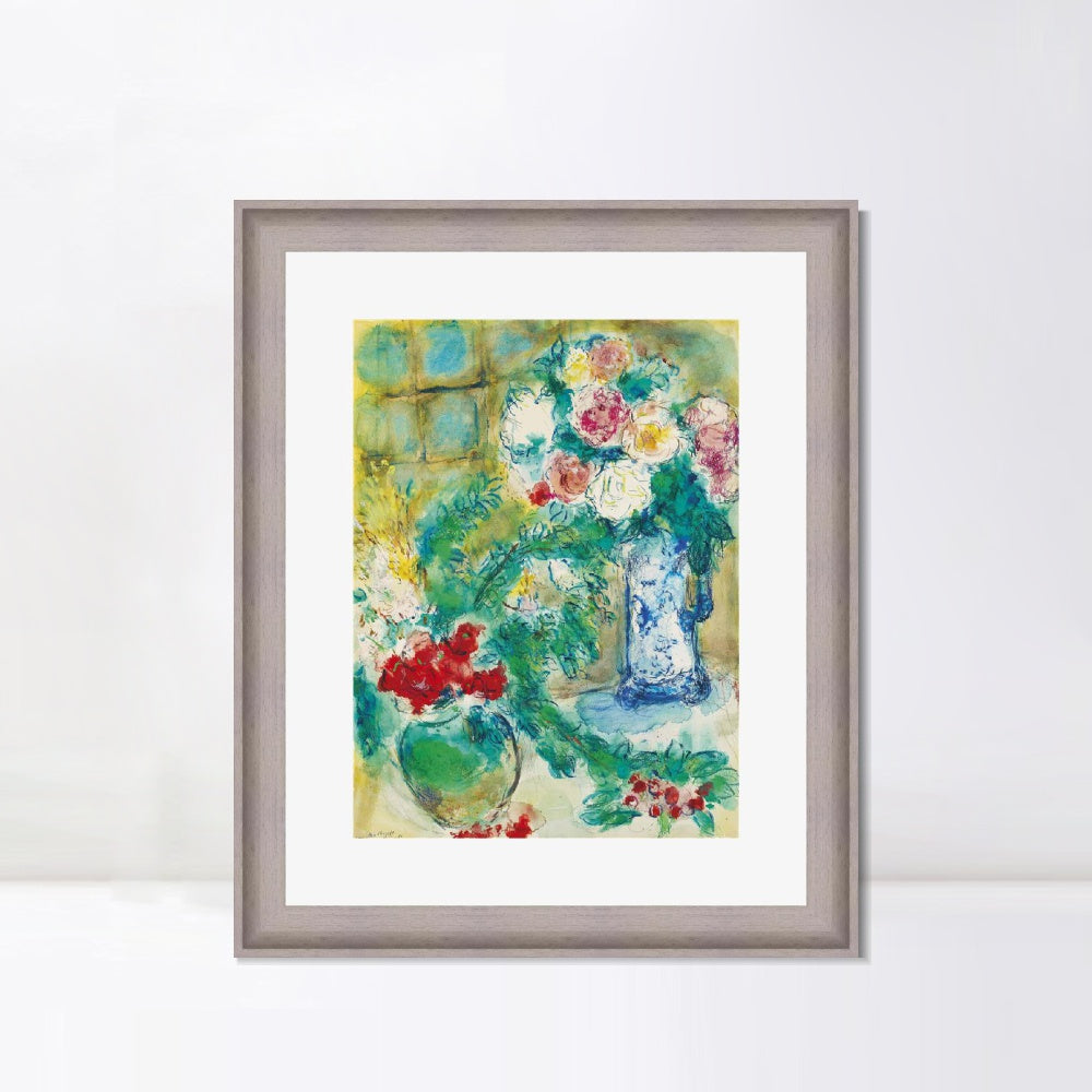 INVIN ART Framed Canvas Art Giclee Print Flower 18 by Marc Chagall Wall Art Room Living Office Home Decorations