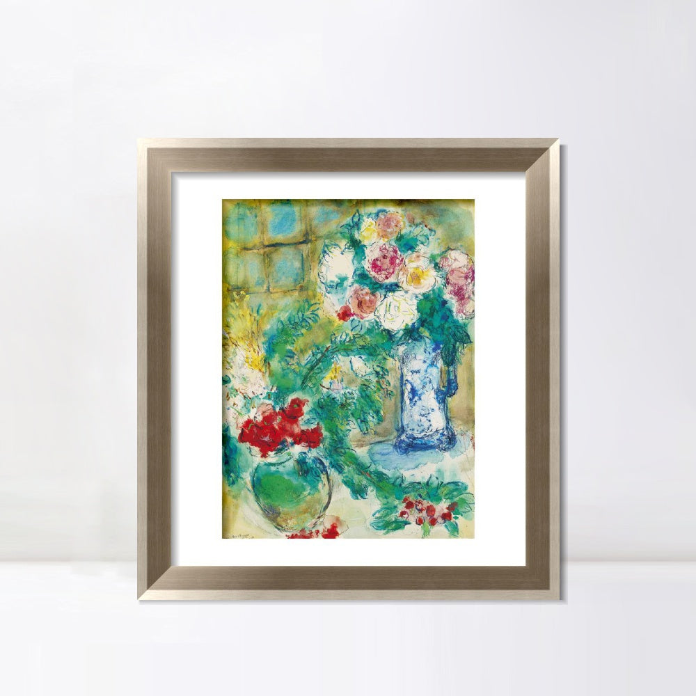 INVIN ART Framed Canvas Art Giclee Print Flower 18 by Marc Chagall Wall Art Room Living Office Home Decorations
