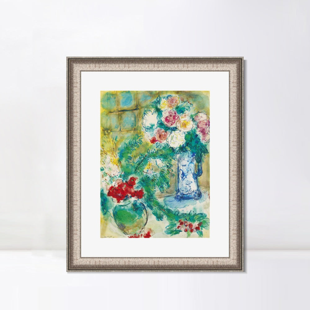 INVIN ART Framed Canvas Art Giclee Print Flower 18 by Marc Chagall Wall Art Room Living Office Home Decorations