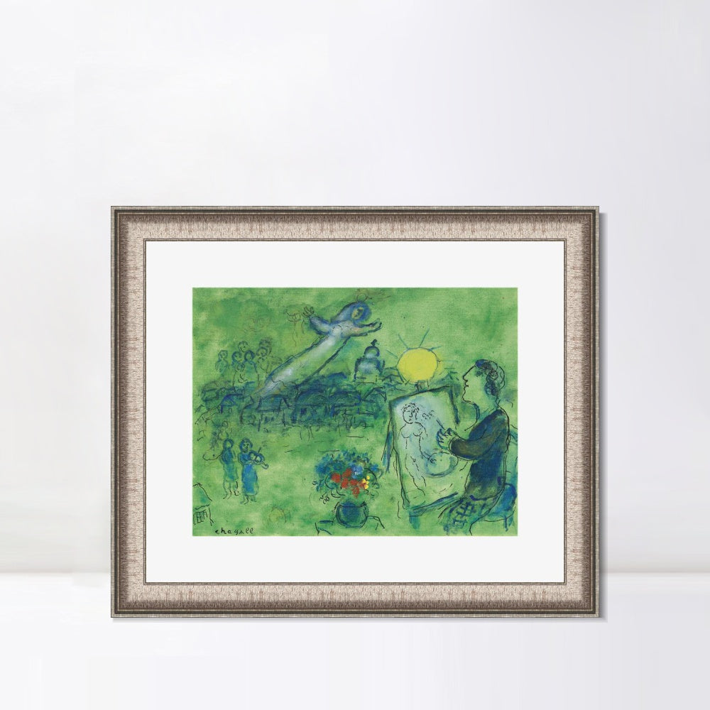 INVIN ART Framed Canvas Art Giclee Print Series#33 by Marc Chagall Wall Art Room Living Office Home Decorations