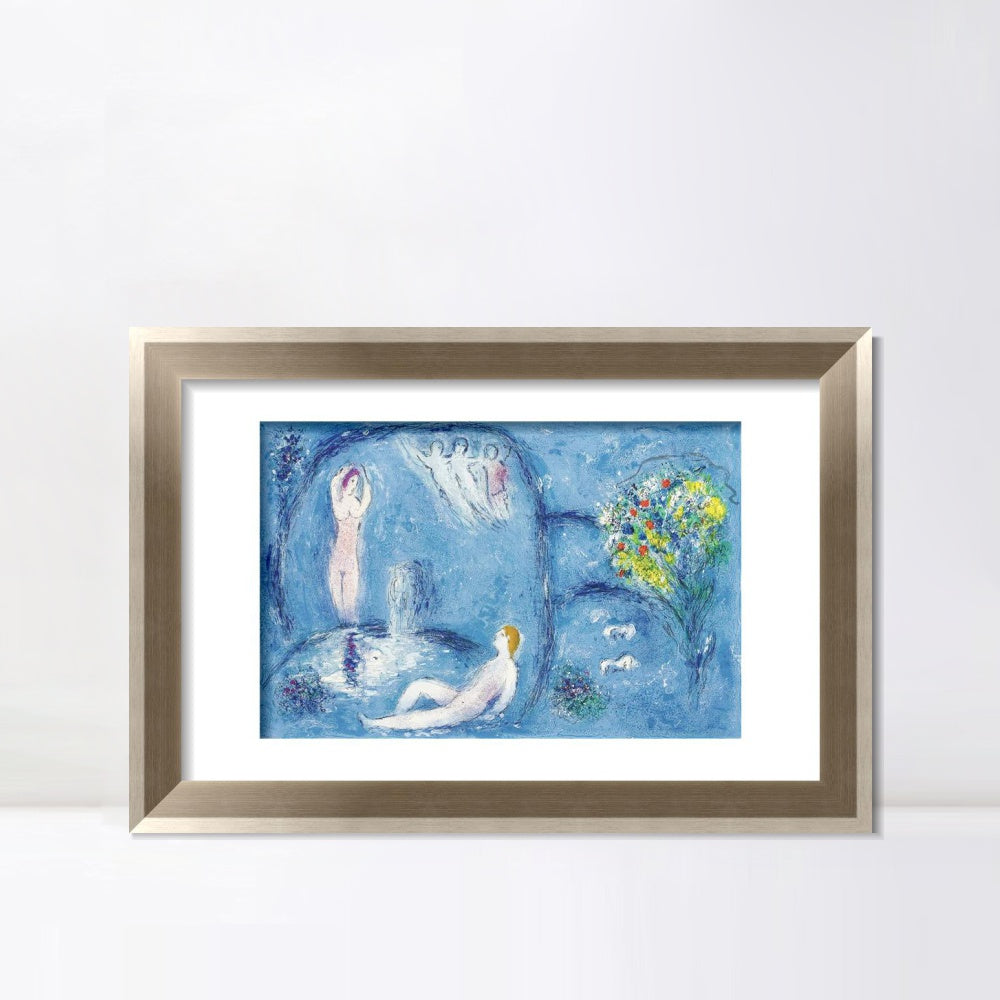 INVIN ART Framed Canvas Art Giclee Print Bath by Marc Chagall Wall Art Room Living Office Home Decorations