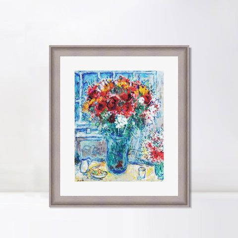 INVIN ART Framed Canvas Art Giclee Print Flower 8 by Marc Chagall Wall Art Room Living Office Home Decorations
