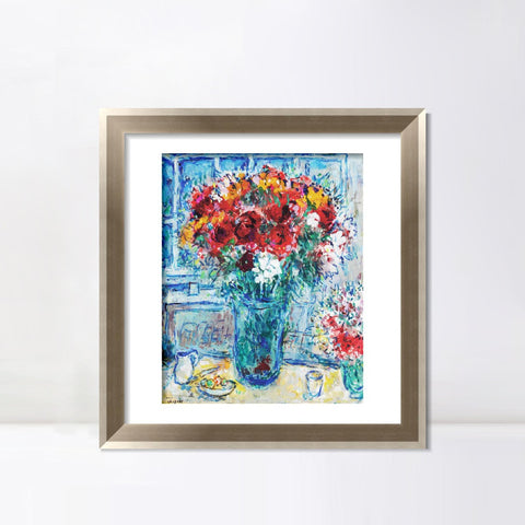 INVIN ART Framed Canvas Art Giclee Print Flower 8 by Marc Chagall Wall Art Room Living Office Home Decorations