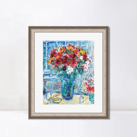 INVIN ART Framed Canvas Art Giclee Print Flower 8 by Marc Chagall Wall Art Room Living Office Home Decorations