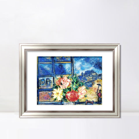 INVIN ART Framed Canvas Art Giclee Print Flower 13 by Marc Chagall Wall Art Room Living Office Home Decorations