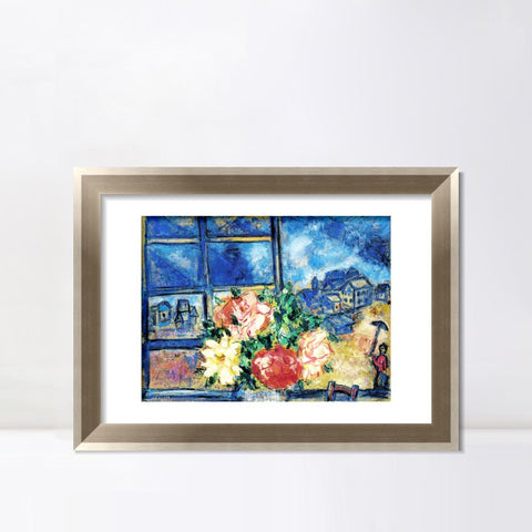 INVIN ART Framed Canvas Art Giclee Print Flower 13 by Marc Chagall Wall Art Room Living Office Home Decorations