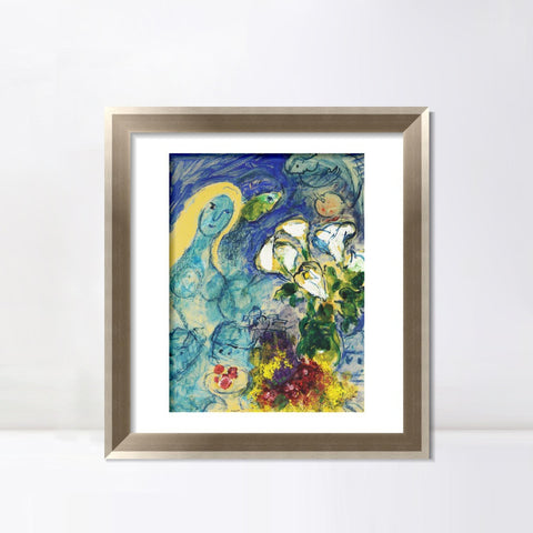 INVIN ART Framed Canvas Art Giclee Print Flower 9 by Marc Chagall Wall Art Room Living Office Home Decorations