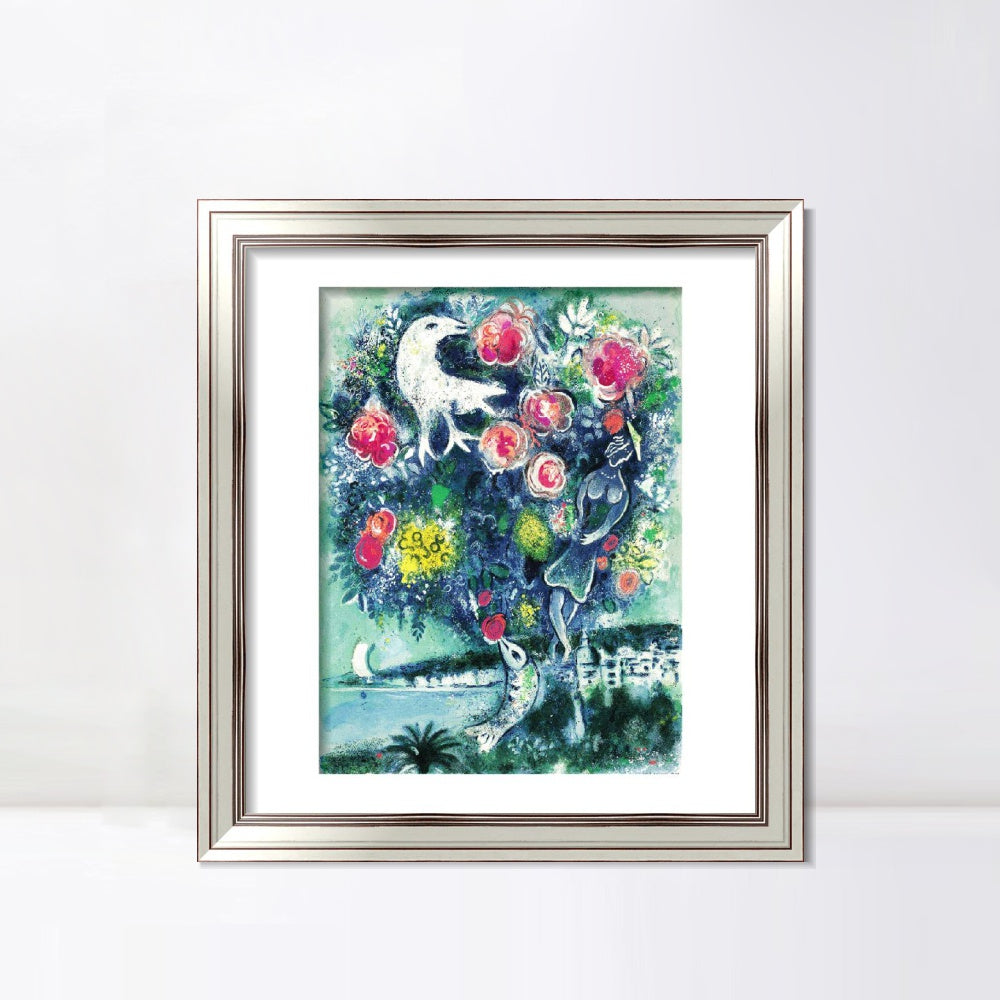INVIN ART Framed Canvas Art Giclee Print Flower 12 by Marc Chagall Wall Art Room Living Office Home Decorations
