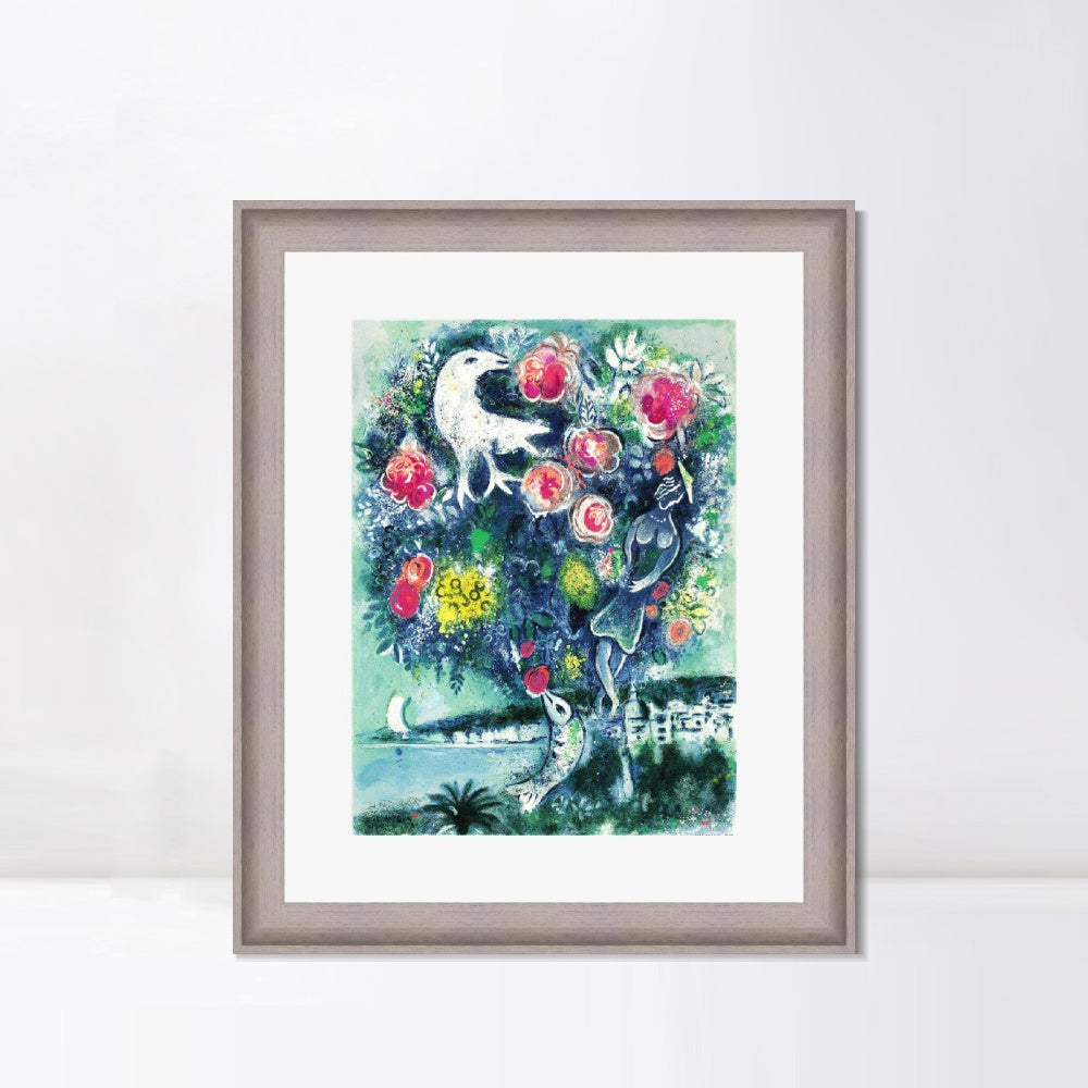 INVIN ART Framed Canvas Art Giclee Print Flower 12 by Marc Chagall Wall Art Room Living Office Home Decorations