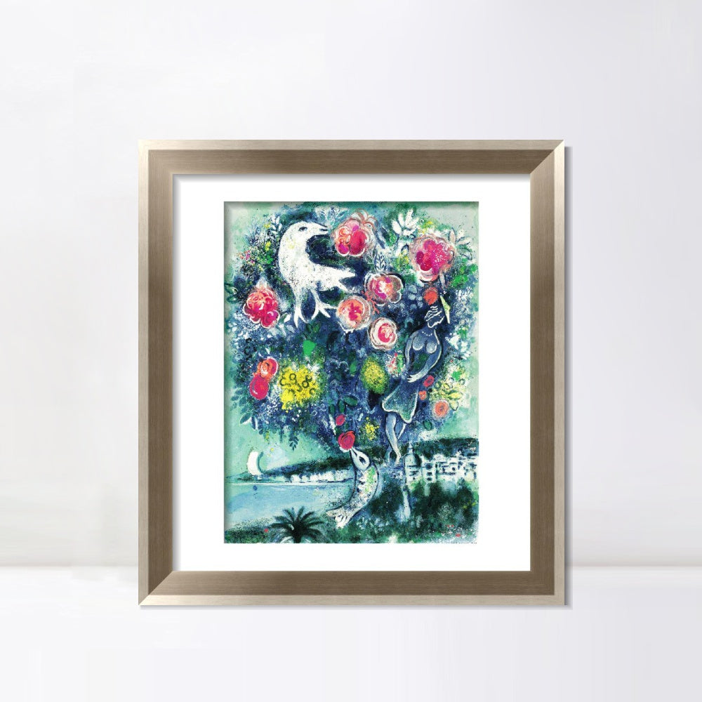 INVIN ART Framed Canvas Art Giclee Print Flower 12 by Marc Chagall Wall Art Room Living Office Home Decorations