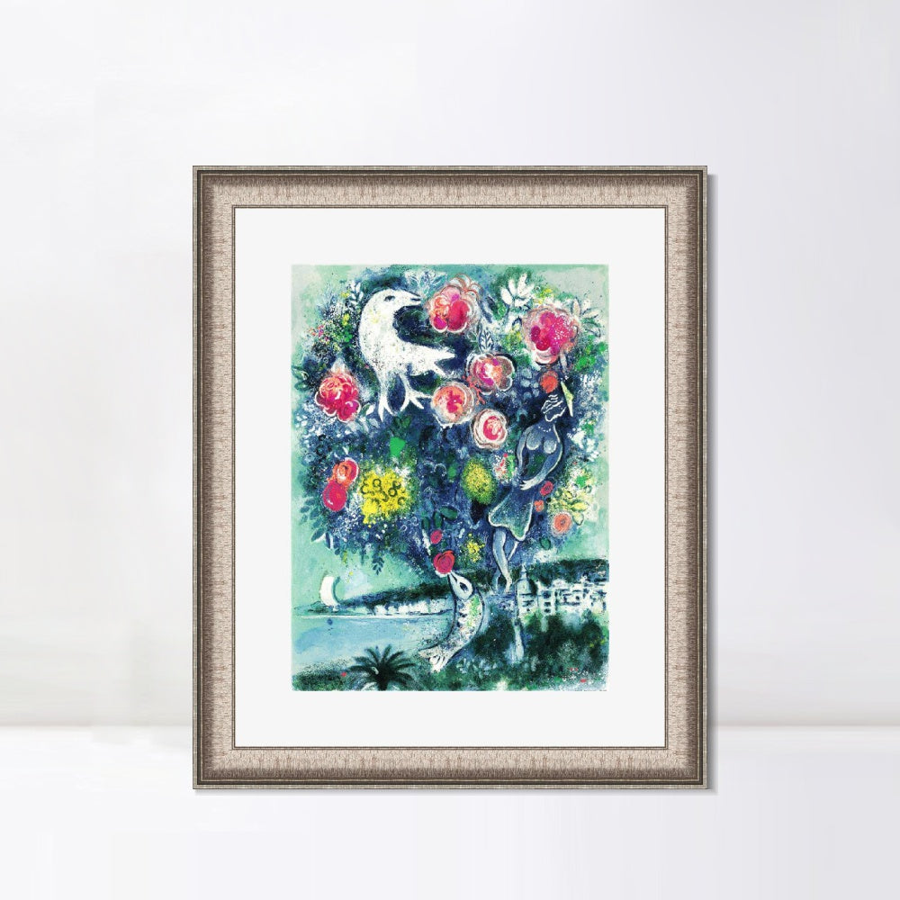 INVIN ART Framed Canvas Art Giclee Print Flower 12 by Marc Chagall Wall Art Room Living Office Home Decorations