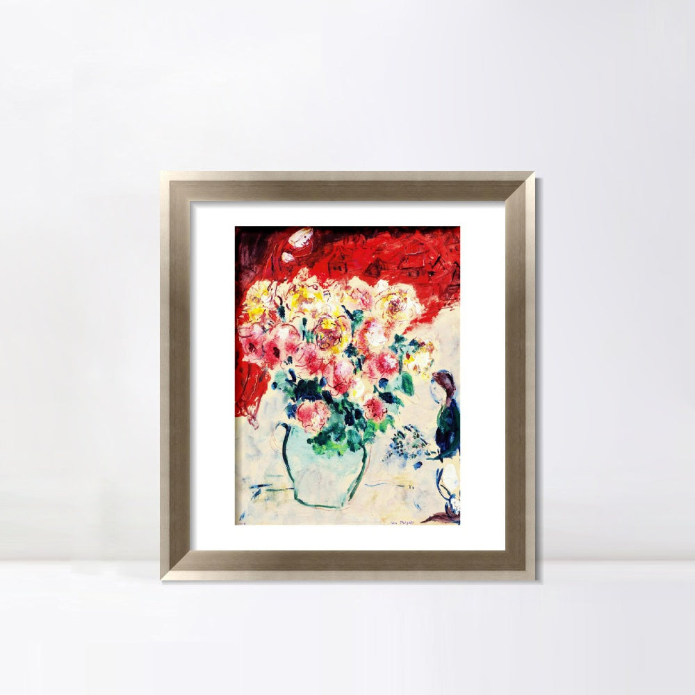 INVIN ART Framed Canvas Art Giclee Print Flower 10 by Marc Chagall Wall Art Room Living Office Home Decorations