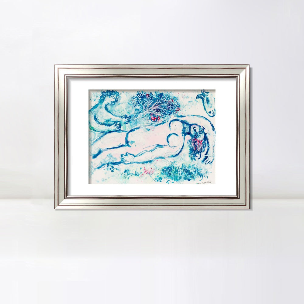 INVIN ART Framed Canvas Art Giclee Print Naked man by Marc Chagall Wall Art Room Living Office Home Decorations