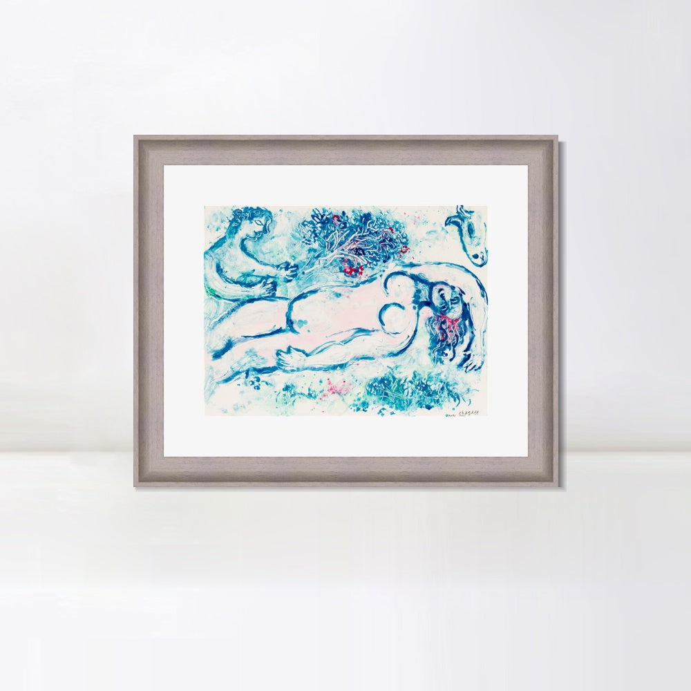 INVIN ART Framed Canvas Art Giclee Print Naked man by Marc Chagall Wall Art Room Living Office Home Decorations