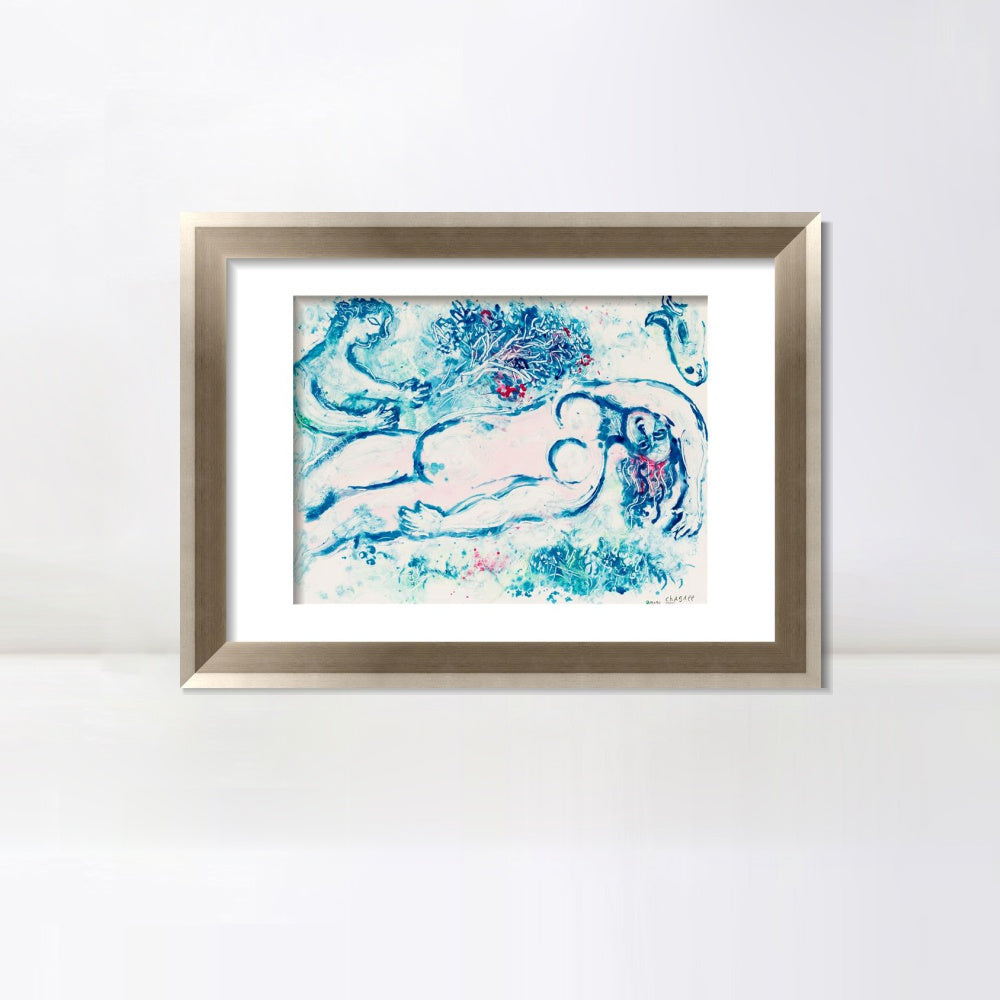 INVIN ART Framed Canvas Art Giclee Print Naked man by Marc Chagall Wall Art Room Living Office Home Decorations