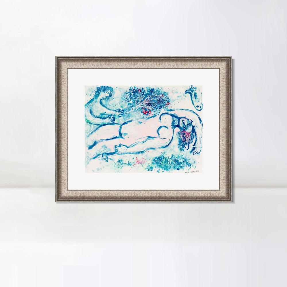 INVIN ART Framed Canvas Art Giclee Print Naked man by Marc Chagall Wall Art Room Living Office Home Decorations