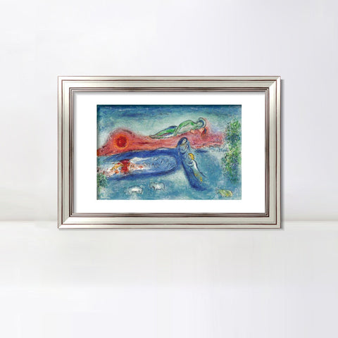 INVIN ART Framed Canvas Art Giclee Print Women and sheep by Marc Chagall Wall Art Room Living Office Home Decorations