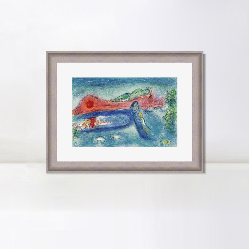 INVIN ART Framed Canvas Art Giclee Print Women and sheep by Marc Chagall Wall Art Room Living Office Home Decorations