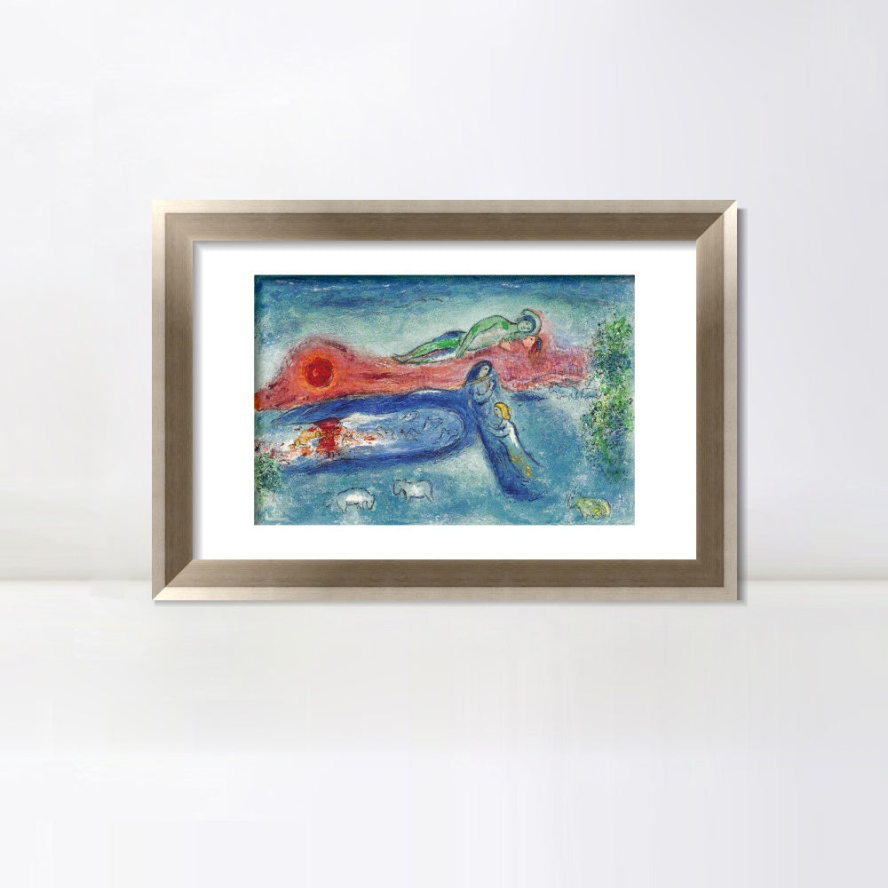 INVIN ART Framed Canvas Art Giclee Print Women and sheep by Marc Chagall Wall Art Room Living Office Home Decorations