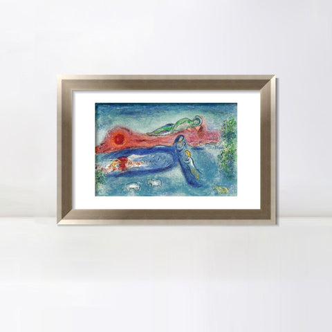 INVIN ART Framed Canvas Art Giclee Print Women and sheep by Marc Chagall Wall Art Room Living Office Home Decorations