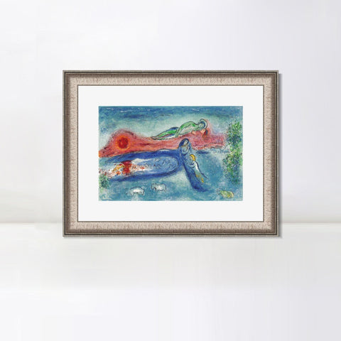 INVIN ART Framed Canvas Art Giclee Print Women and sheep by Marc Chagall Wall Art Room Living Office Home Decorations