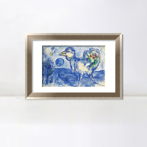 INVIN ART Framed Canvas Art Giclee Print Bird by Marc Chagall Wall Art Room Living Office Home Decorations