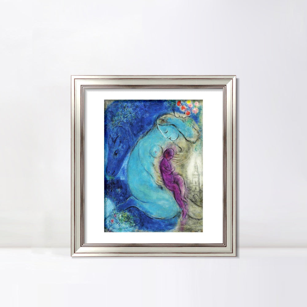 INVIN ART Framed Canvas Art Giclee Print Mother and baby by Marc Chagall Wall Art Room Living Office Home Decorations
