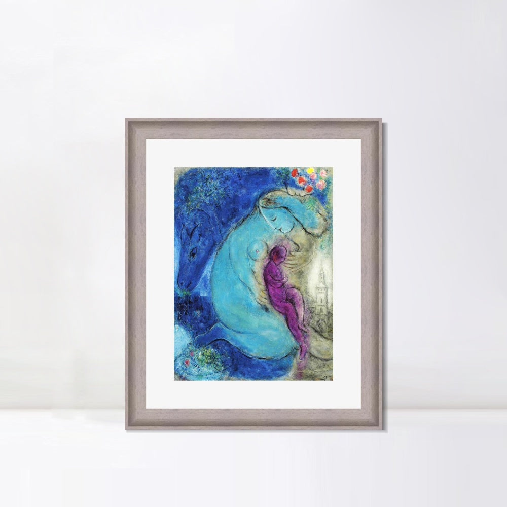INVIN ART Framed Canvas Art Giclee Print Mother and baby by Marc Chagall Wall Art Room Living Office Home Decorations