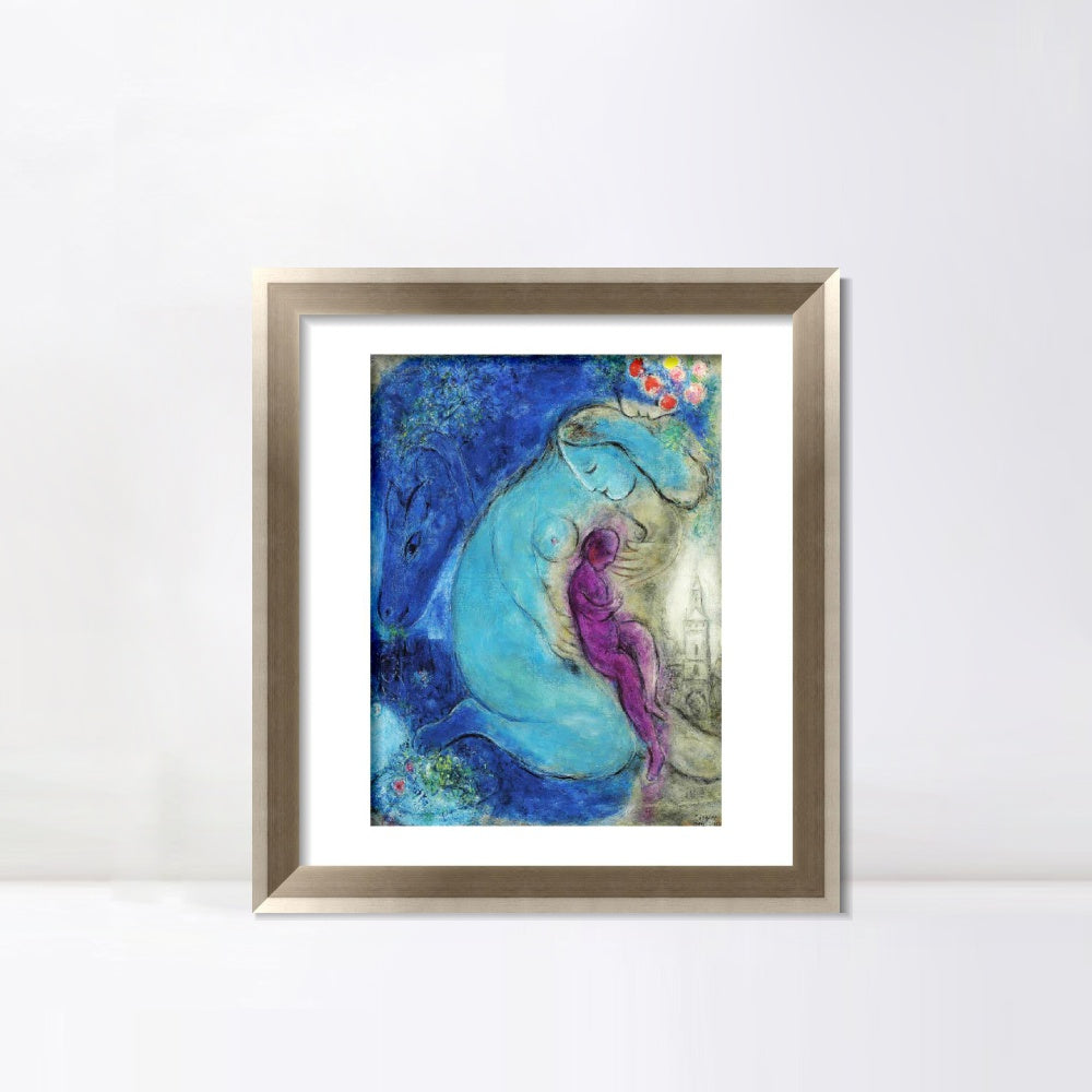 INVIN ART Framed Canvas Art Giclee Print Mother and baby by Marc Chagall Wall Art Room Living Office Home Decorations